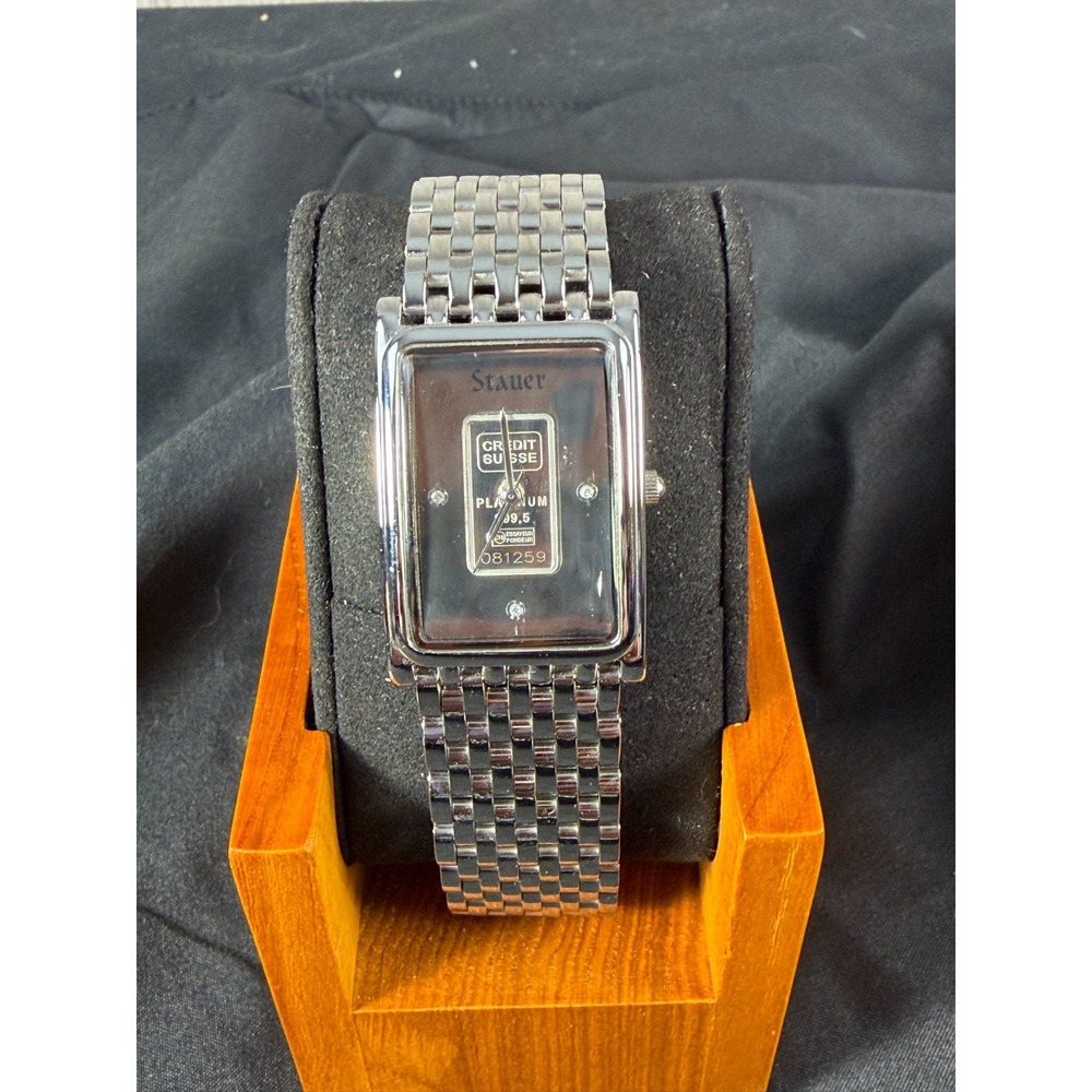 Stauer Credit Suisse 1g 999.5 Platinum Ingot Watch Swiss Quartz Tank Box 14458